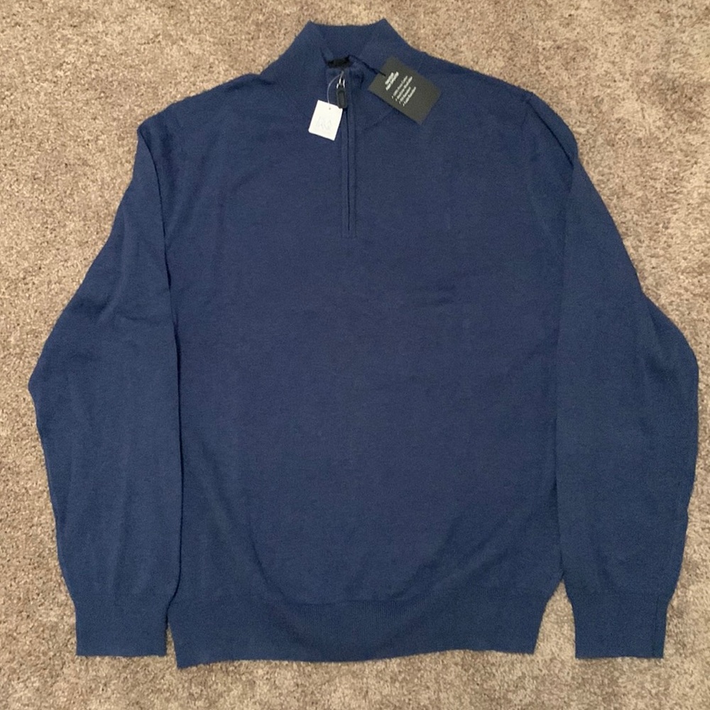 Blue half zip mens sweater